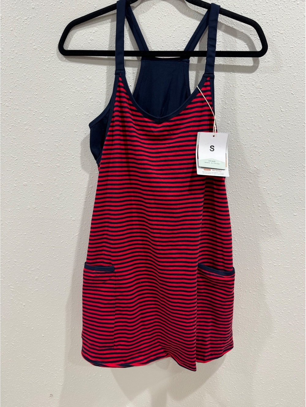 Women’s Red Navy Striped Racerback Romper Playsuit Size S